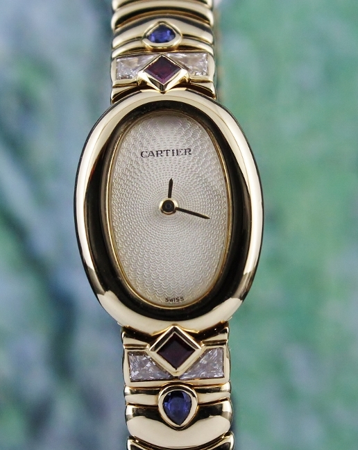 (image for) 100% ORIGINAL CARTIER 18K YELLOW GOLD MINI BAIGNOIRE WATCH / 1960